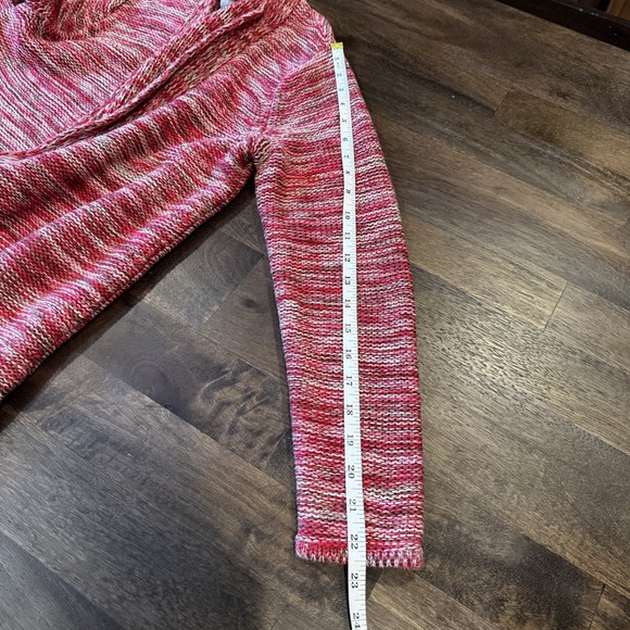 J. Jill Women's Midi Red/Pink/Tan Marled Open Cardigan Med Petite - Picture 9 of 13